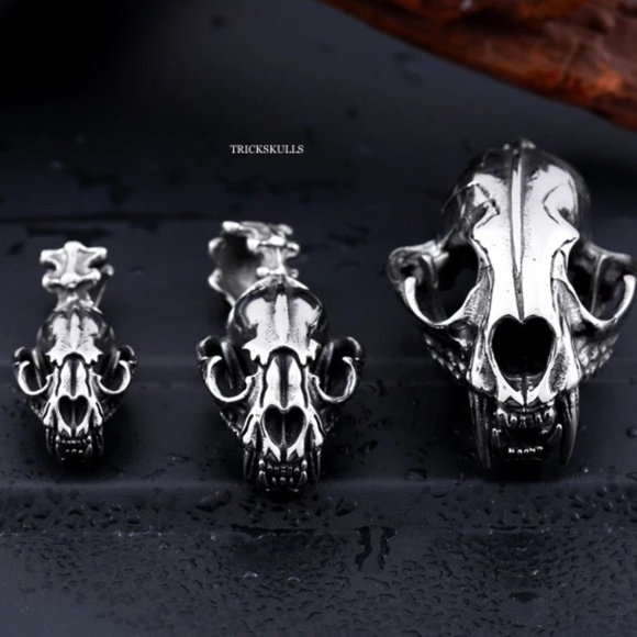 Sabre-Toothed Tiger Smilodon Big Cat Dinosaur Skull Stainless Pendant & Chain - Picture 5 of 13